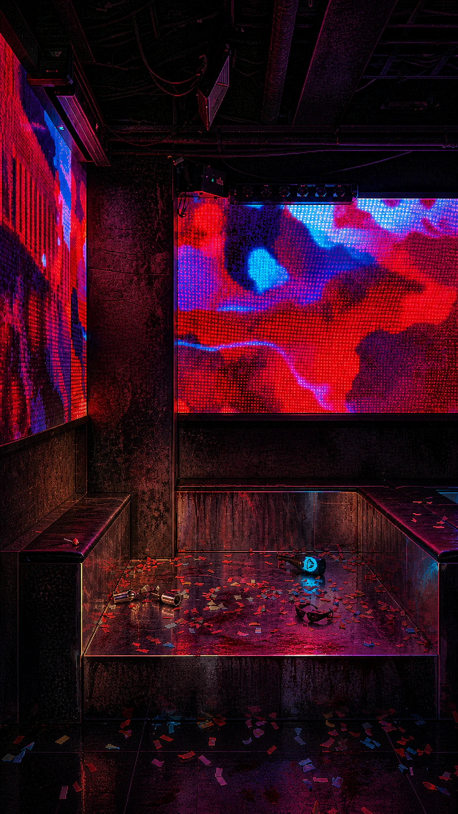 Fake Sober neon Halloween lounge scene
